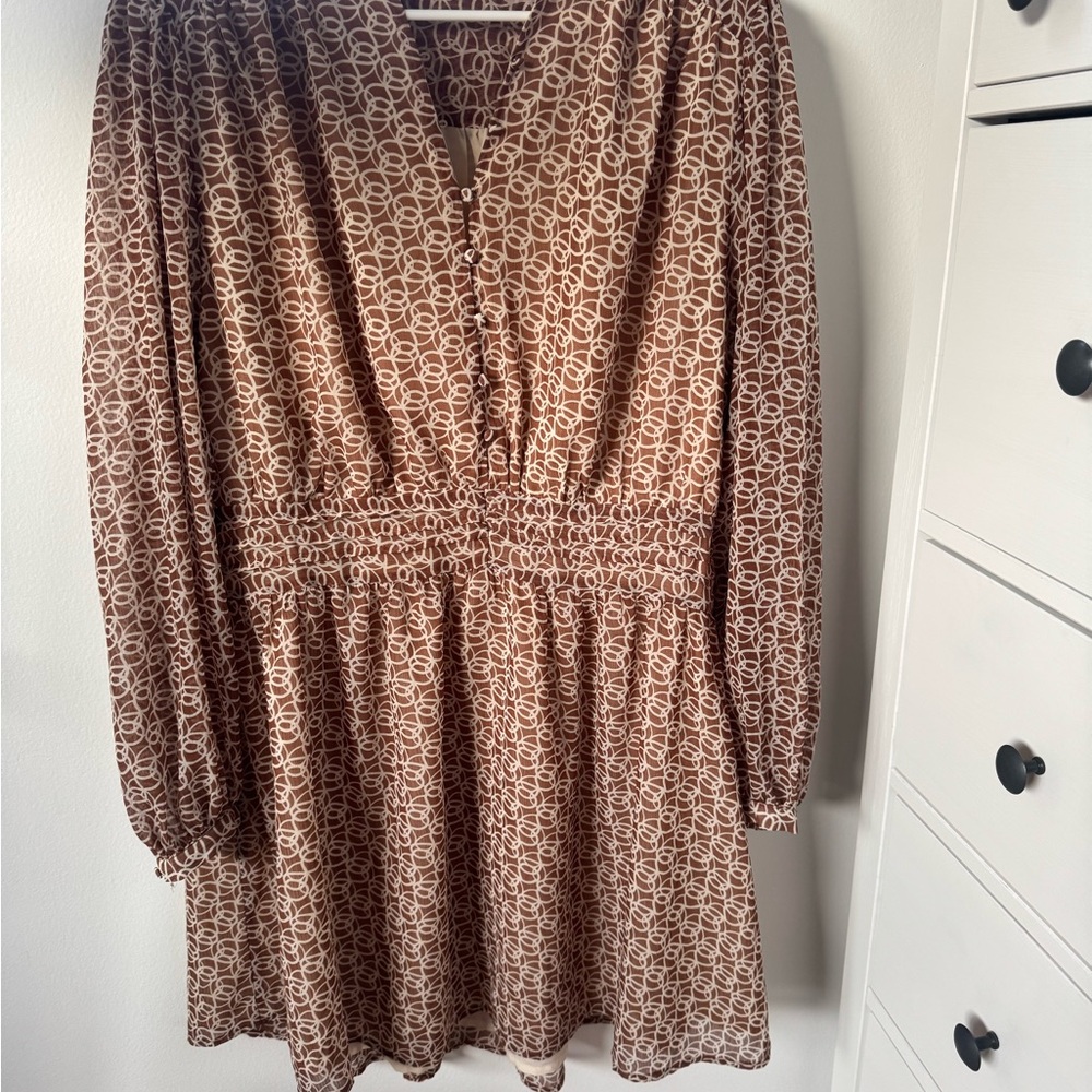 Dynamite Pink Bishop Sleeve V-Neck Sundress
